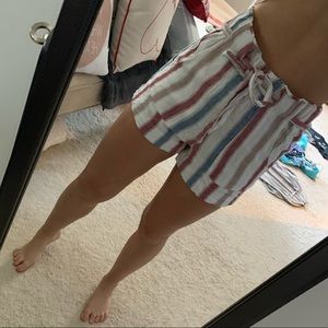 Red, white, blue and nude shorts